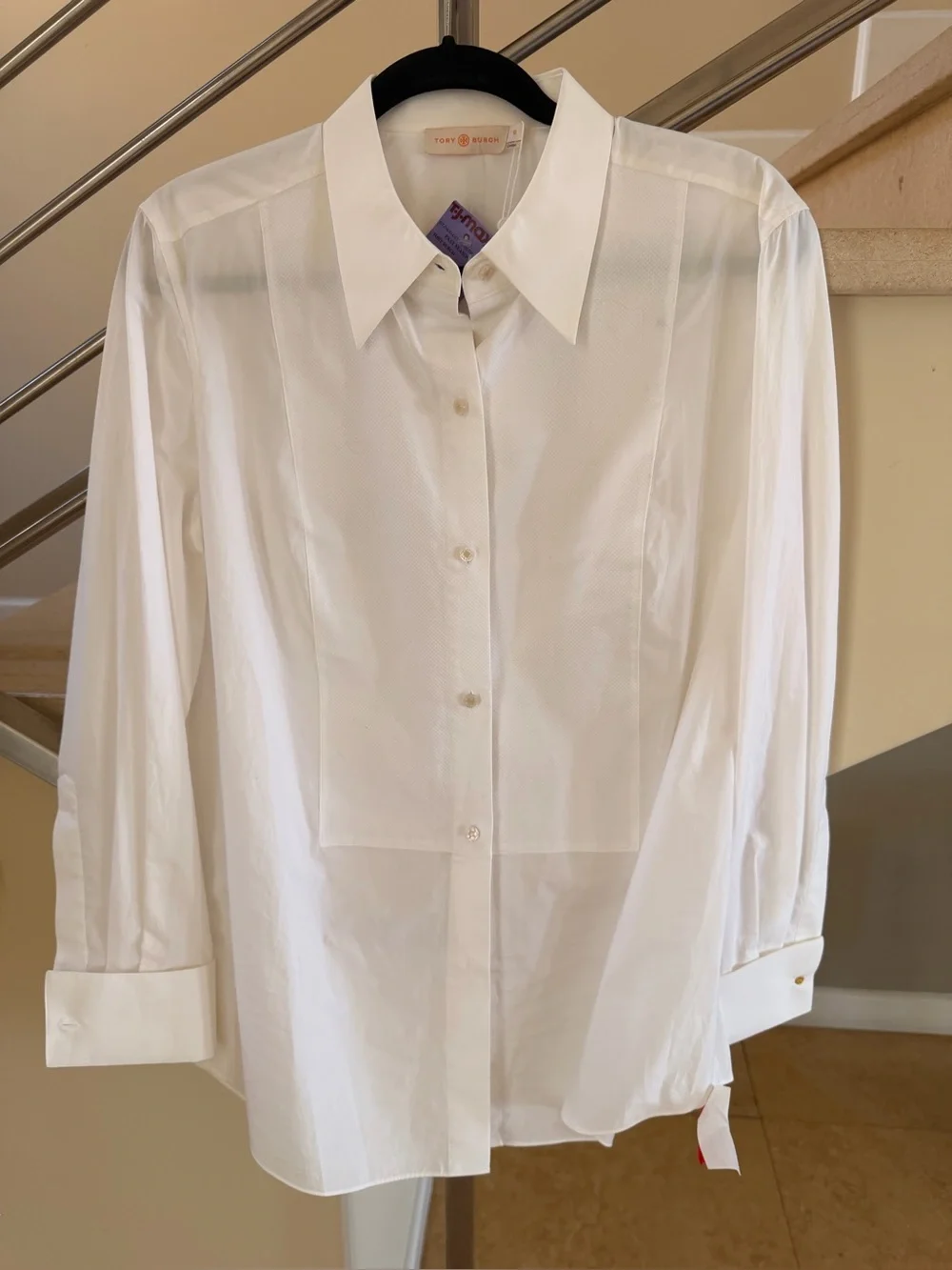 Tory Burch White Cotton Dress Shirt - Spread Collar